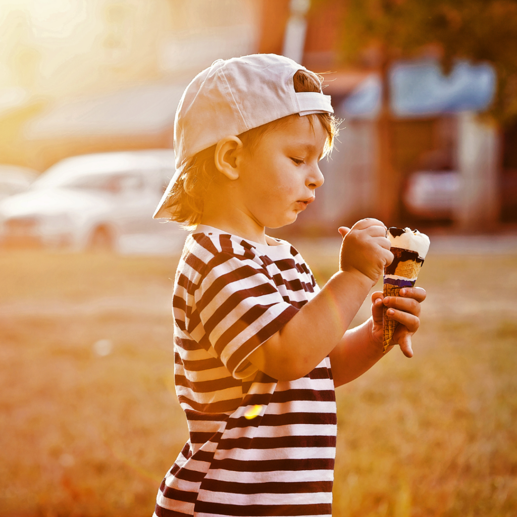 boy with an ice cream cone