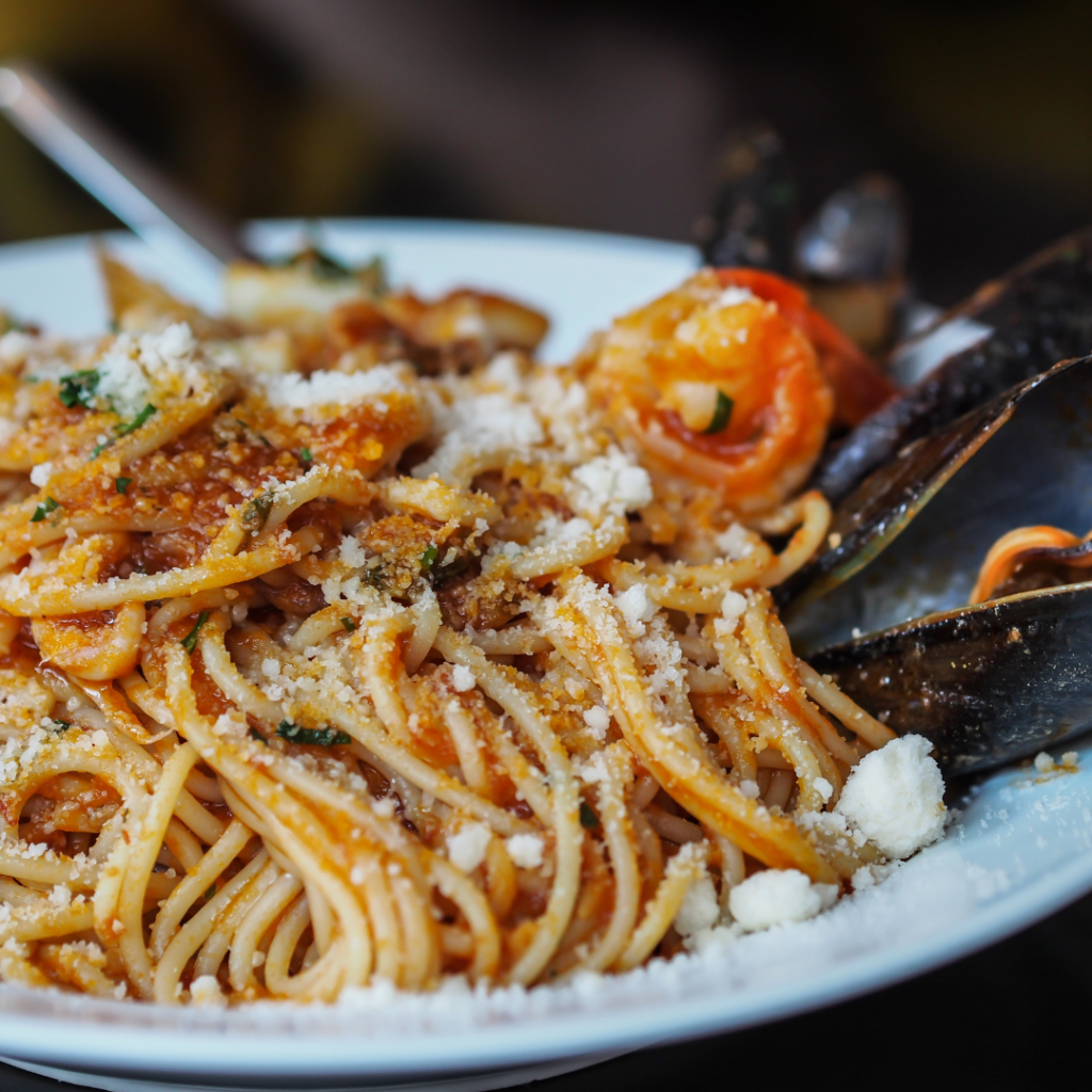 spaghetti and clams from Italian restaurant